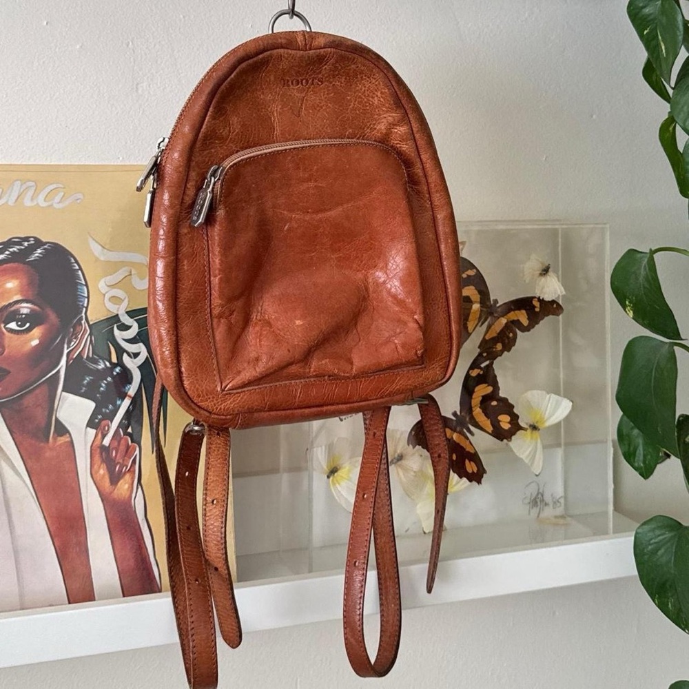 Roots Tan Leather Backpack